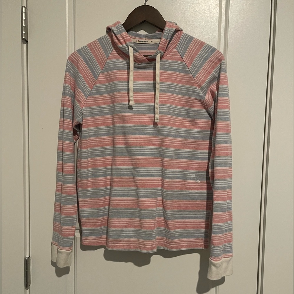 Marine Layer Double Knit Pullover Striped Hoodie